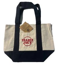 Trader Joe’s holiday mini canvas reusable tote bag Blue Color 2025 Holiday NWT