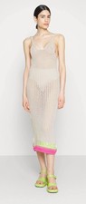 FOIRUCCI CREAM LOGO CROCHET MAXI DRESS SIZE MEDIUM M
