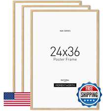 Momentworth Minimalist 24X36 Poster Frame Set Of 3 Solid Oak Wood 24X36 Frame