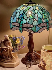 Tiffany Lamp Dragonfly Style Stained Glass Table Lamp Desk Bedside Reading G