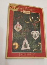 Spode Christmas Tree Set Of 3 Porcelain Ornaments 2012 Heart Tree Decor