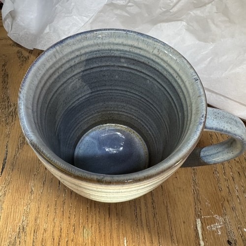 The Old Pottery Company 18 Unzen Gerippter Steinzeug Kaffeebecher Tasse Blau Braun - Bild 2 von 8