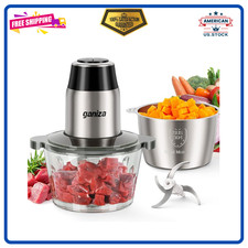 GANIZA Food Processor–450W Chopper with 2 Bowls & Bi-Level Blades for All Foods