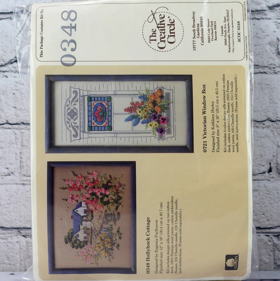 Vintage Crewel Embroidery Kit Hollyhock Hollyhocks Flowers Floral Cottage - Image 4 of 4