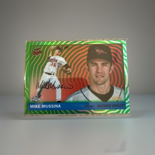 2025 Topps Chrome Platinum #313 Mike Mussina Green Vibrations Refractors #/99
