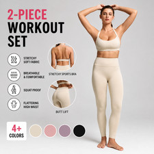 Women  s 2 Piece Yoga Set Sports Bra High Waist Leggings Gym Fitness Outfit
