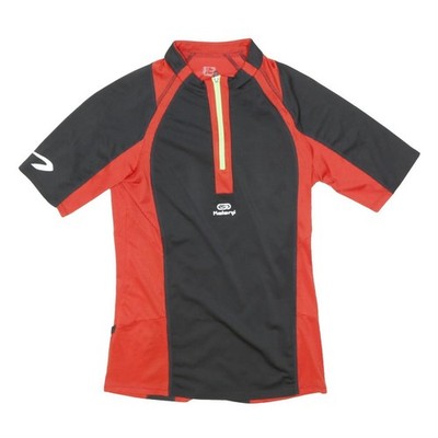 KALENJI Herren Rot & Schwarz Sport T-Shirt S Half Zip Kurzarm Rundhals