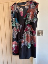 Warehouse V Neck Black Summer Dress With Multicoloured Floral PrintSize 18 Women