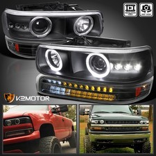 Fits 1999-2002 Silverado 00-06 Tahoe Black Projector Headlightsled Bumper Lamps Fits 1999-2002 Silverado 00-06 Tahoe Black Projector Headlightsled Bumper Lamps