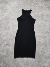 Zara Racer Neck Mini Bodycon Dress VGC Full Zip Black Size UK Small