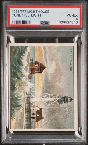 1911 T77 Hassan Lighthouse Series CONEY ISLAND (New York) PSA 4 VG-EX