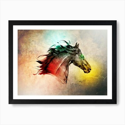 Pferd Kunst Illustration in einem Fotomo gerahmtes Wandbild Poster Leinwanddruck Bild