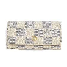LOUIS VUITTON Multicl s 4 N60020 Damier Azur Key Case Compact Elegant Design
