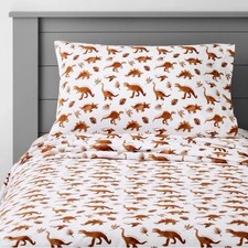 Pillowfort Watercolor Dinosaur Full 4Pc Cotton Sheet Set Educational NWT
