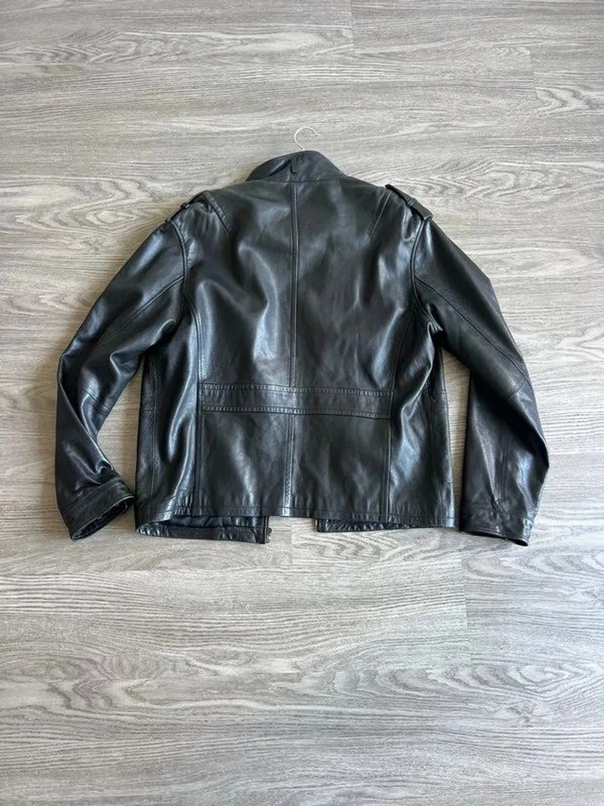Esprit black leather military field jacket Men’s Sz M/ EU 48/US 38 - product detail image 10