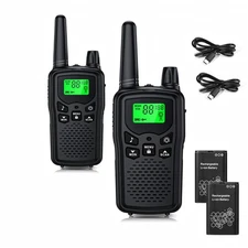 Black Walkie Talkies Rechargeable Long Range Two-Way Radios with 22 FRS,2-Way...