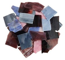 Stained Glass Scrap Pieces Sheets, Glass Mosaic Tiles for Crafts, Grey-Purple