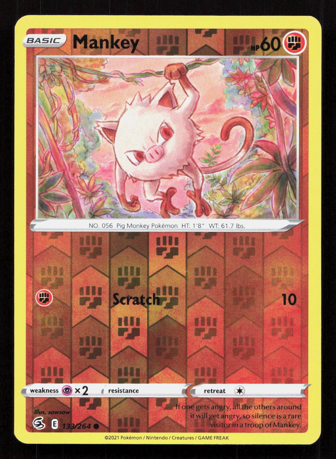MANKEY 133/264 Pokemon FUSION STRIKE Reverse Holo