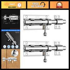 Heavy Duty 6.3" Sliding Bolt Gate Latch - 2 Pack Stainless Steel Security Lock f