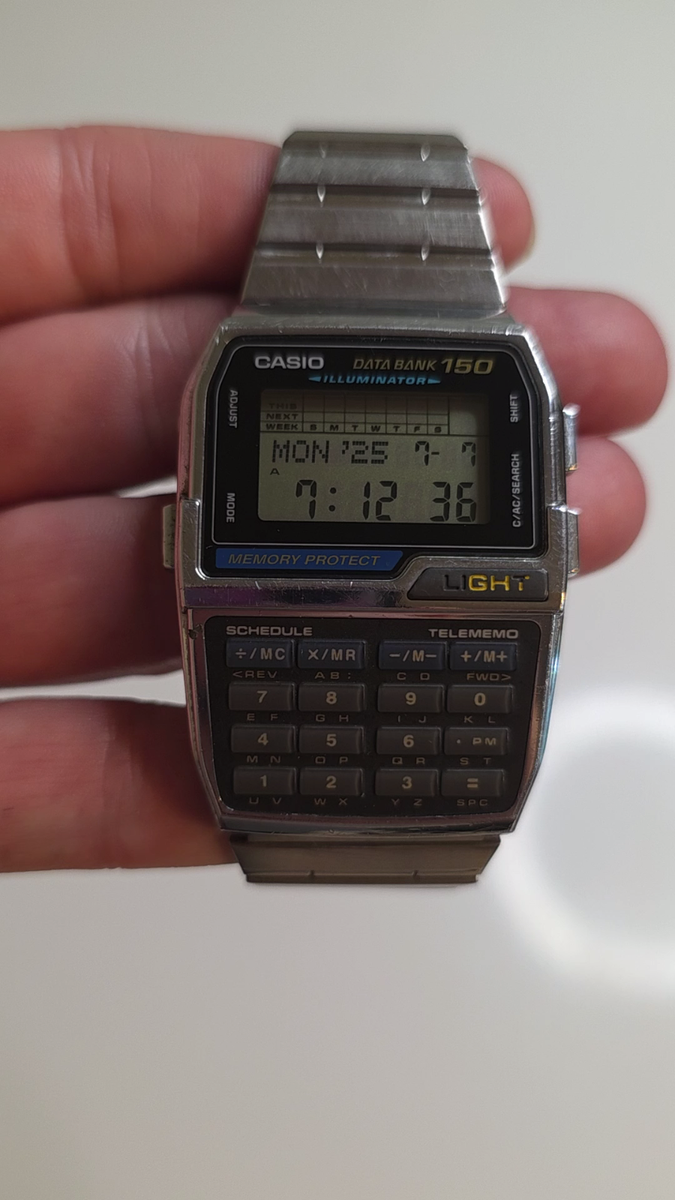 Casio Watch Men DBC-1500 Silver Plastic Chron Calculator