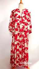 NWT Figueroa Flower Red Floral Maxi Dress XL Rayon Blend Boho Anthropologie