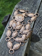 Vintage Concho Style Belt Necklace Copper Tone Southwestern Style