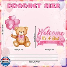 2Pcs Baby Shower Yard Sign with Stake Gender Reveal Yard Sign Pink Bear Lawn ...