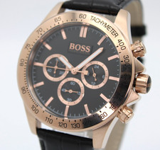 Orologio Uomo HUGO BOSS 44mm Cinturino Pelle Nero Quarzo Analogico Ikon 1513179