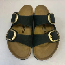 Birkenstock New w/o Box Arizona Big Gold Buckle Black Nubuck Narrow Select Size
