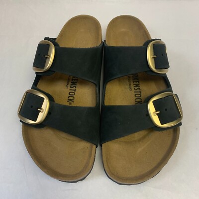 Birkenstock New w/ Box Arizona Big Gold Buckle Black Nubuck Regular Select  Size