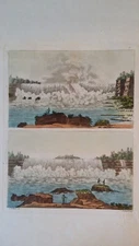 1820'S 2X FINE ANTIQUE ETCHING ENGRAVINGS - WATERFALL NIAGARA NORTH AMERICA