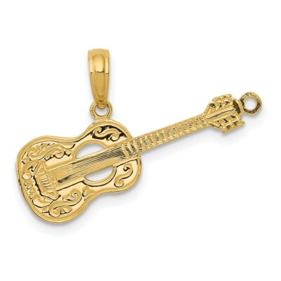 14k Gelbgold Gitarre Charm Anhänger 0,79 Zoll