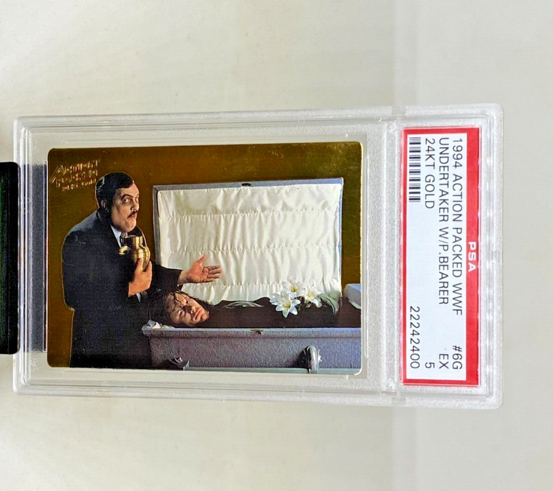 1994 Action Packed WWF 24KT Gold 6G Undertaker w/ Paul Bearer RC PSA 5 WWF