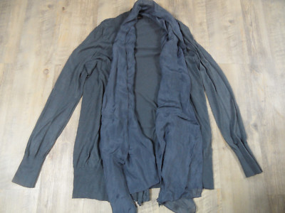 Joe Taffeta Beautiful Open To Wear Zip Cardigan Grey Size 36 Excellent Bi318