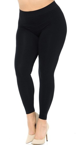 Premium Nylon Spandex One Size Plus 2x Black Leggings New #BL02