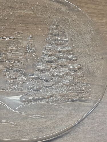 Vintage Libbey Christmas Serving / Torte Plate / Platter Carolers & Snowman - Picture 4 of 8