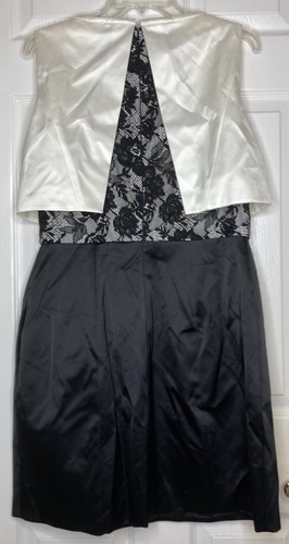 NEW NWT Woman KAREN MILLEN Black White Sleeveless Lace Cocktail Dress Sz 10 - Picture 2 of 5