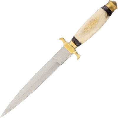 Renaissance Fixed Knife 7.5'' Stainless Steel Dagger Blade Smooth Bone Handle
