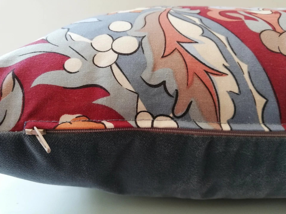 Liberty Vintage Kohinoor Abstract Cushion Cover & Blue Velvet backing Fabric - Image 3 of 4