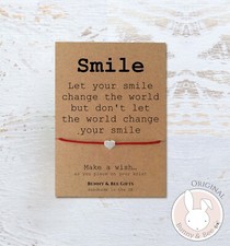 Smile Wish Bracelet Gift riendship Birthday Card Friend Positivity Happiness