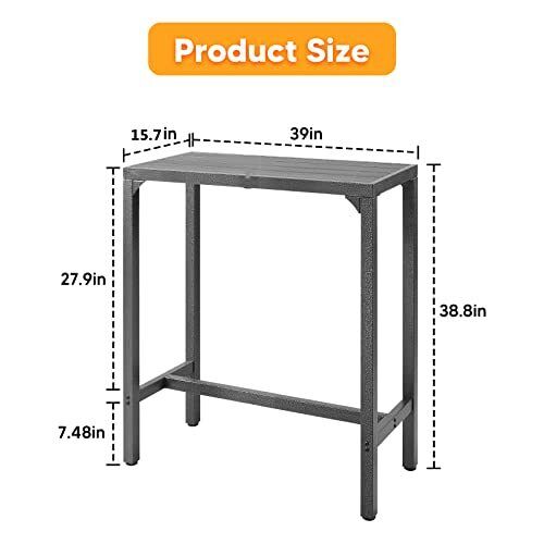 Outdoor Bar Table Patio High Pub Table Counter Height Table with 39” L - Picture 4 of 8