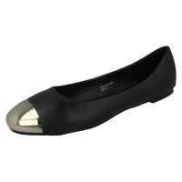 Sale Ladies Black Flat Dolly Shoes With Shiny Toe Cap -anne Michelle L4936 Sale Ladies Black Flat Dolly Shoes With Shiny Toe Cap -anne Michelle L4936