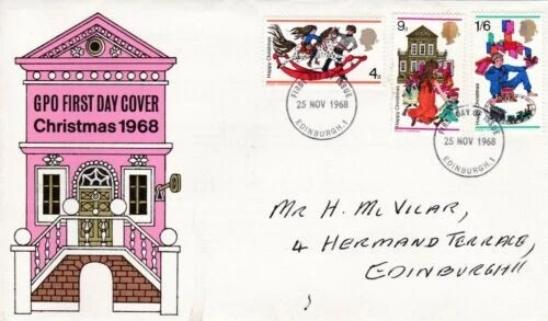 GB 1968 Christmas FDC Edinburgh Cancel written with enclosure VGC