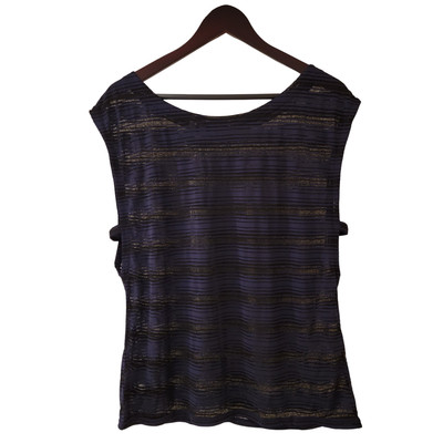 Athleta Vitality Tank Top Size Medium Navy Blue Black Stripe Tee Burnout NWOT