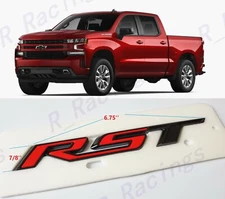 1PC Rear Tailgate Gloss Black Red RST Emblem Fit 2019+ Chevrolet Silverado