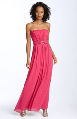 NEW Max & Cleo Belted Chiffon Strapless DRESS GOWN SIZE 6 BERRY NORDSTROM |  eBay