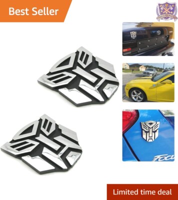 2 PCS Car Emblems Chrome 3'' Tall PVC Transformers Autobot Stickers Auto Acces...