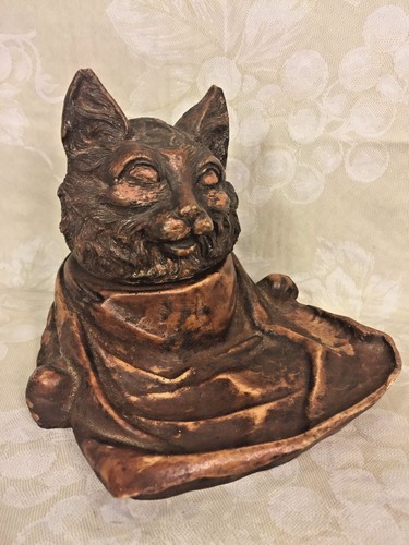 Vintage Black Forest Cat Head Inkwell - Picture 11 of 11