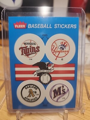 1989 FLEER BASEBALL TWINS YANKEES A'S MARINERS TEAM LOGO STICKER CARD ...