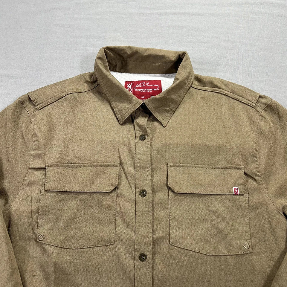Browning Heritage Shirt Womens Large Brown Button Up Vented Hunting Shooting - Image 3 of 4